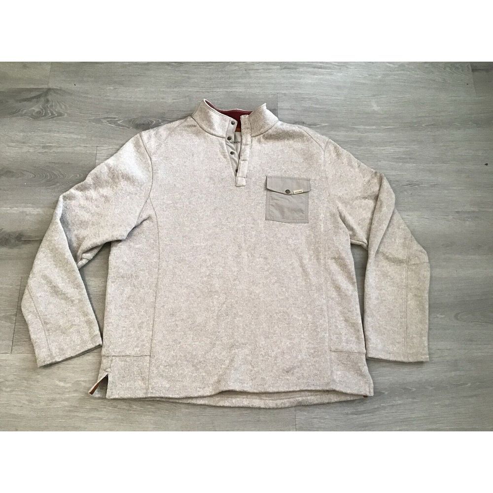Woolrich 1/4 Snap Button Pullover Sweater Men's XL Fleece Oatmeal‎ Color